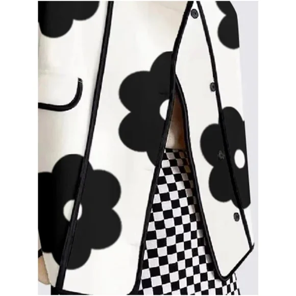 Classic Floral Print High Collar button Jacket Coat - Picture 3 of 5